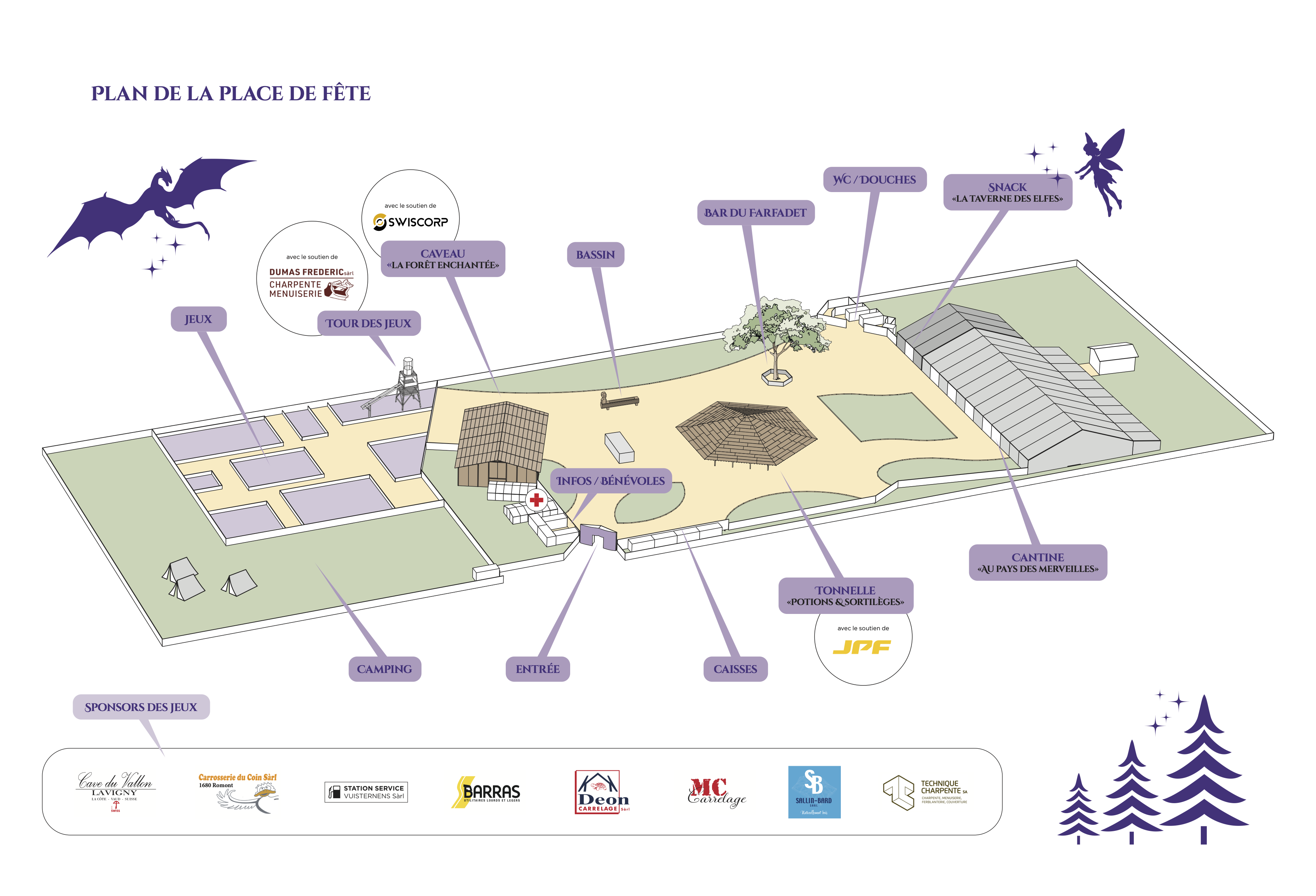 Plan de la place de fête du Giron de Sommentier 2026