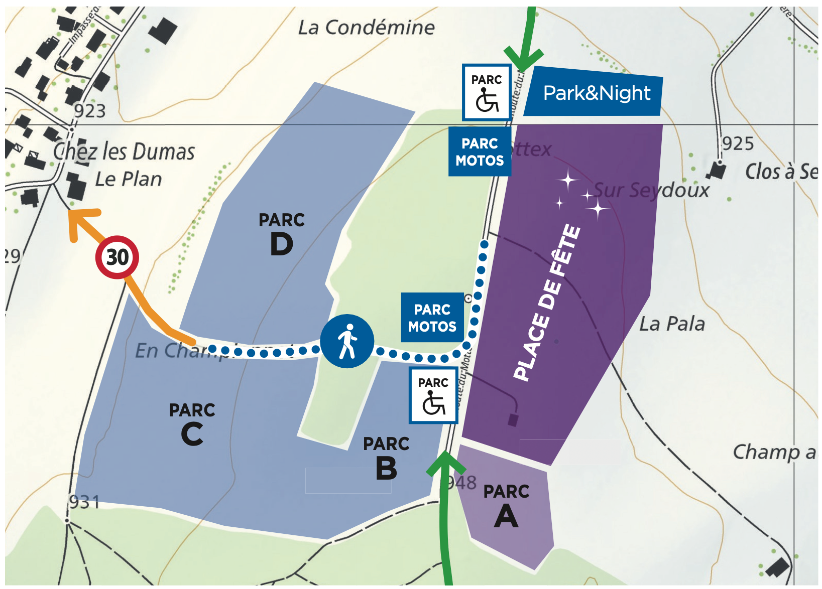 Plan des parkings du Giron des Jeunesses de la Glâne — Sommentier 2026